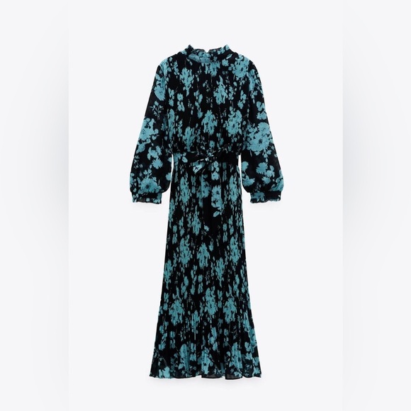 Zara Dresses & Skirts - ZARA black and blue  print maxi dress. Small